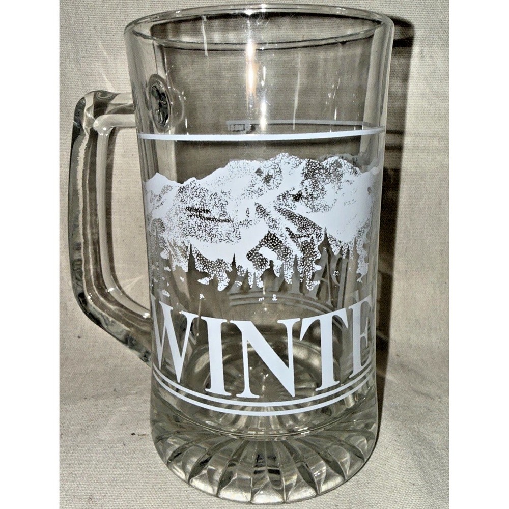 Winter Park Colorado Glass Beer Mug Mountain Scene Jumbo 6.5" Souvenir